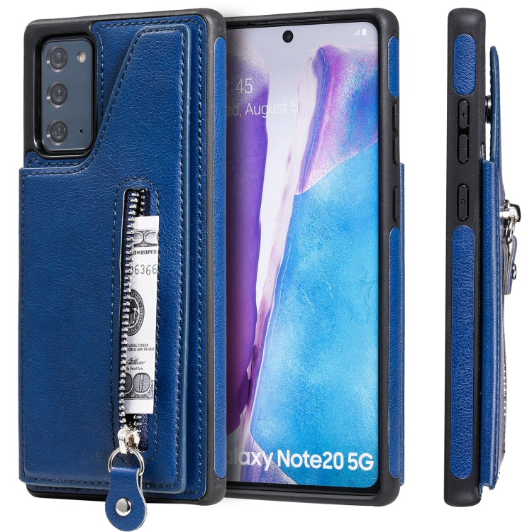 Solid Color Double Buckle Zipper Shockproof Protective Case For Samsung Galaxy Note20