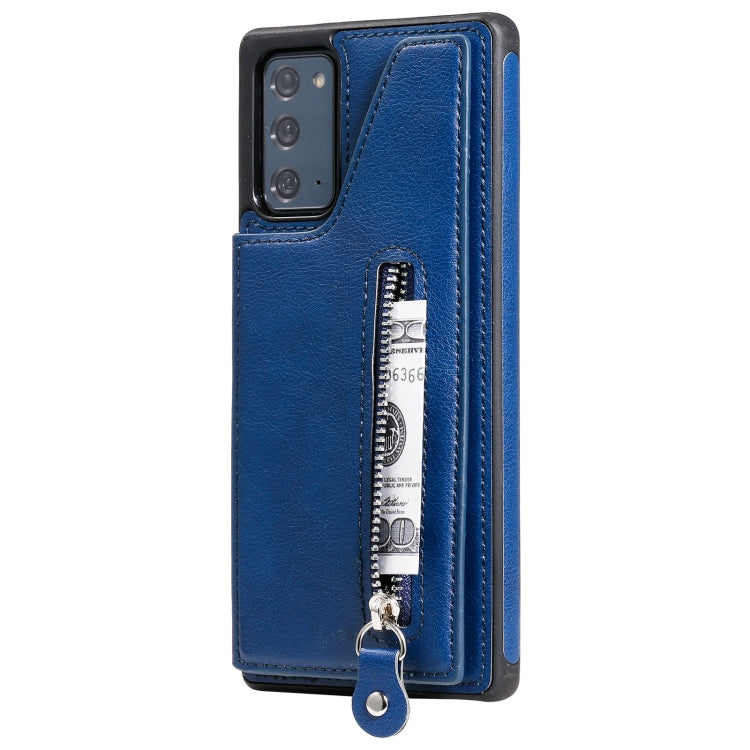Solid Color Double Buckle Zipper Shockproof Protective Case For Samsung Galaxy Note20