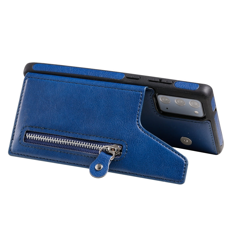 Solid Color Double Buckle Zipper Shockproof Protective Case For Samsung Galaxy Note20