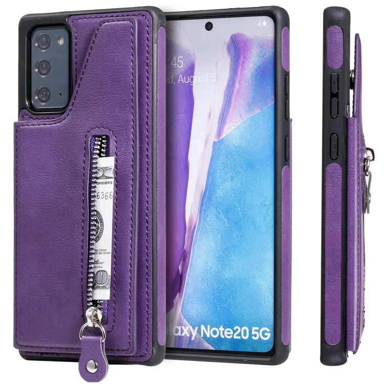 Solid Color Double Buckle Zipper Shockproof Protective Case For Samsung Galaxy Note20