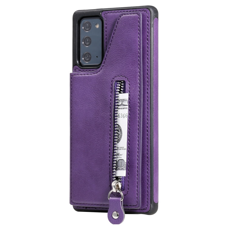 Solid Color Double Buckle Zipper Shockproof Protective Case For Samsung Galaxy Note20