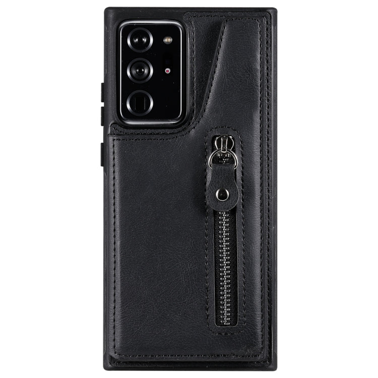 Solid Color Double Buckle Zipper Shockproof Protective Case For Samsung Galaxy Note20 Ultra