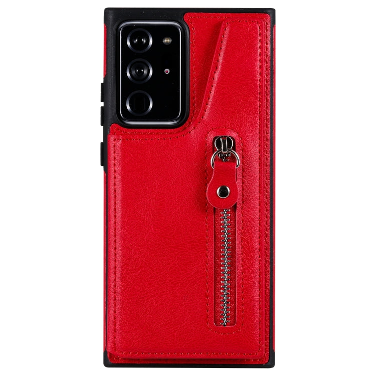 Solid Color Double Buckle Zipper Shockproof Protective Case For Samsung Galaxy Note20 Ultra