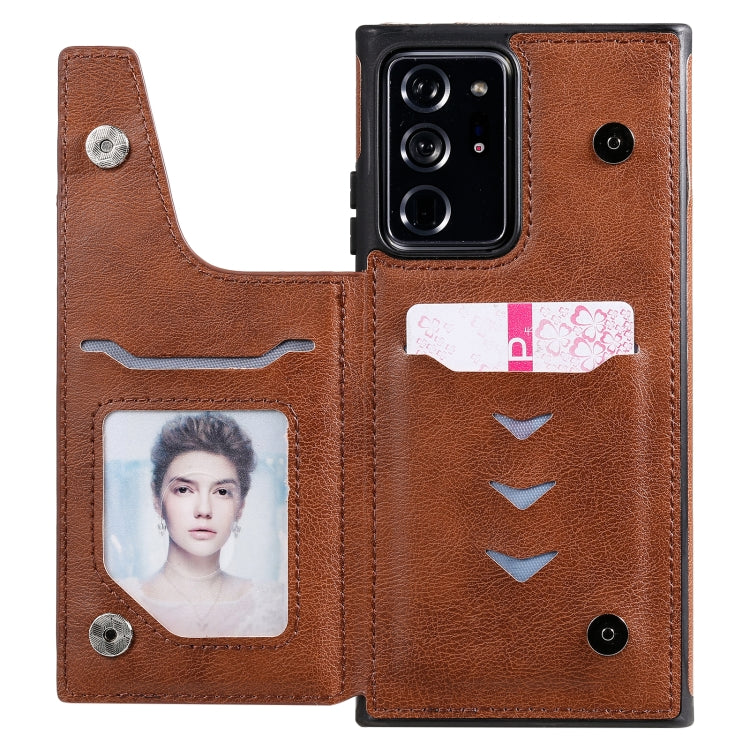 Solid Color Double Buckle Zipper Shockproof Protective Case For Samsung Galaxy Note20 Ultra