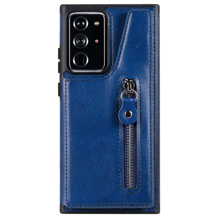 Solid Color Double Buckle Zipper Shockproof Protective Case For Samsung Galaxy Note20 Ultra