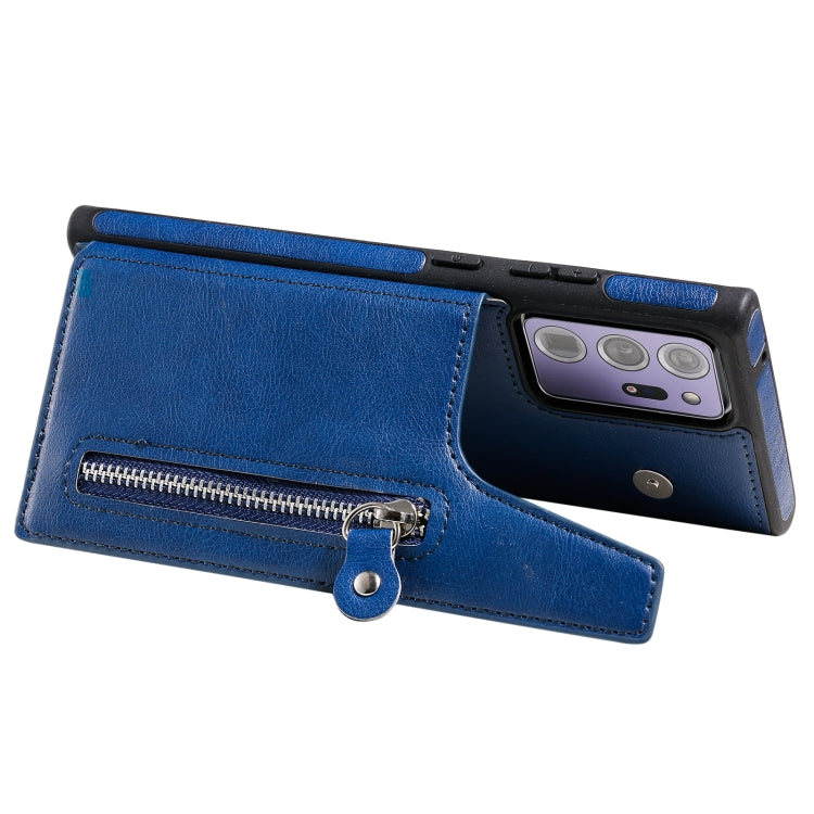 Solid Color Double Buckle Zipper Shockproof Protective Case For Samsung Galaxy Note20 Ultra