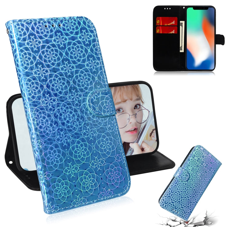 For iPhone X / XS Solid Color Colorful Magnetic Buckle Horizontal Flip PU Leather Case with Holder & Card Slots & Wallet & Lanyard