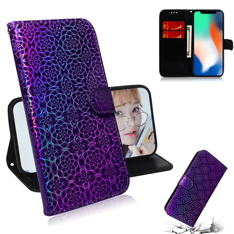 For iPhone X / XS Solid Color Colorful Magnetic Buckle Horizontal Flip PU Leather Case with Holder & Card Slots & Wallet & Lanyard