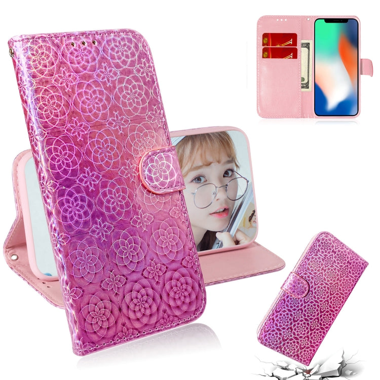 For iPhone X / XS Solid Color Colorful Magnetic Buckle Horizontal Flip PU Leather Case with Holder & Card Slots & Wallet & Lanyard