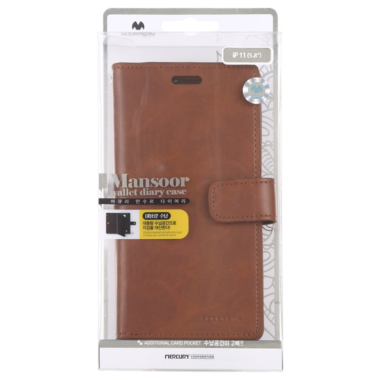 For iPhone 11 Pro MERCURY GOOSPERY MANSOOR Horizontal Flip Leather Case with Holder & Card Slots & Wallet