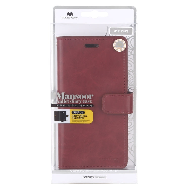 For iPhone 11 Pro MERCURY GOOSPERY MANSOOR Horizontal Flip Leather Case with Holder & Card Slots & Wallet