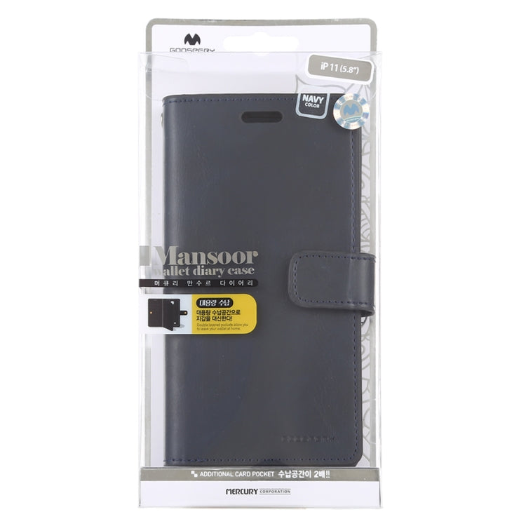 For iPhone 11 Pro MERCURY GOOSPERY MANSOOR Horizontal Flip Leather Case with Holder & Card Slots & Wallet