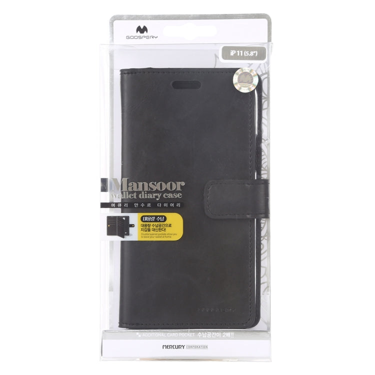 For iPhone 11 Pro MERCURY GOOSPERY MANSOOR Horizontal Flip Leather Case with Holder & Card Slots & Wallet