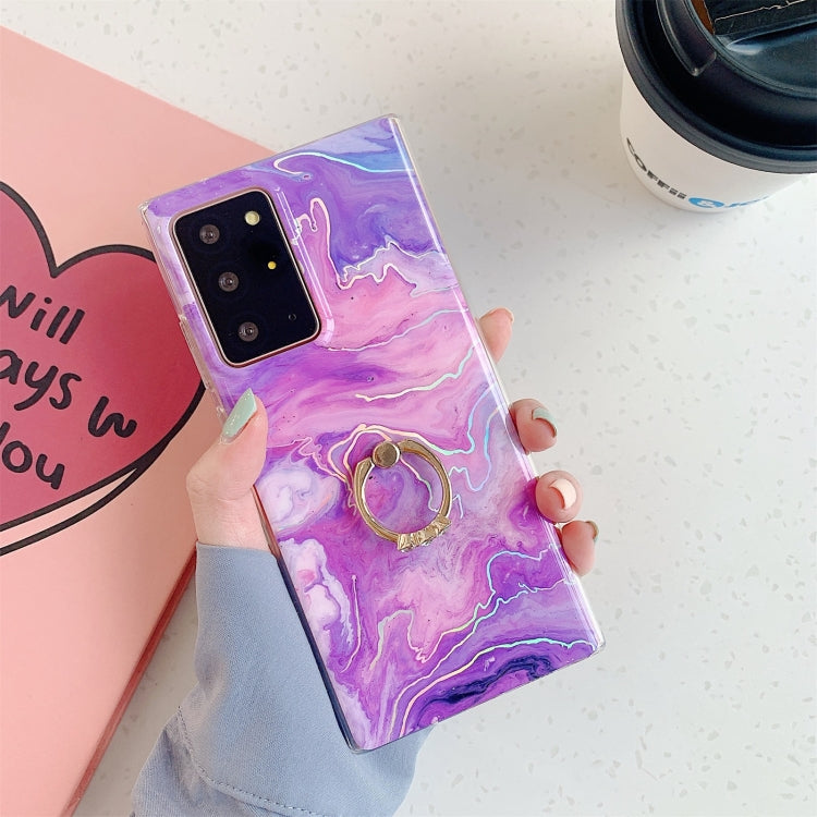 Laser Marble Pattern TPU Protective Case with Ring Holder For Samsung Galaxy S20 FE