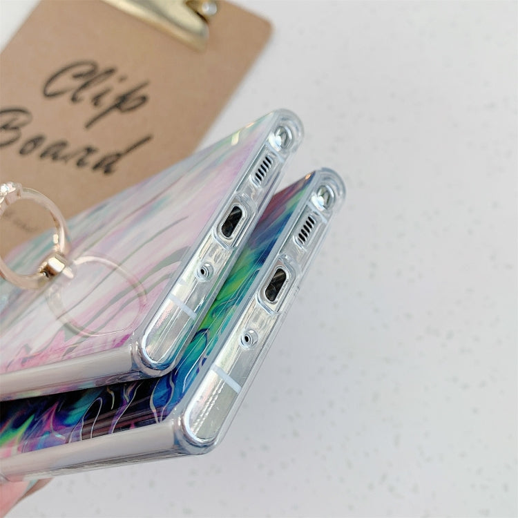 Laser Marble Pattern TPU Protective Case with Ring Holder For Samsung Galaxy S20 FE