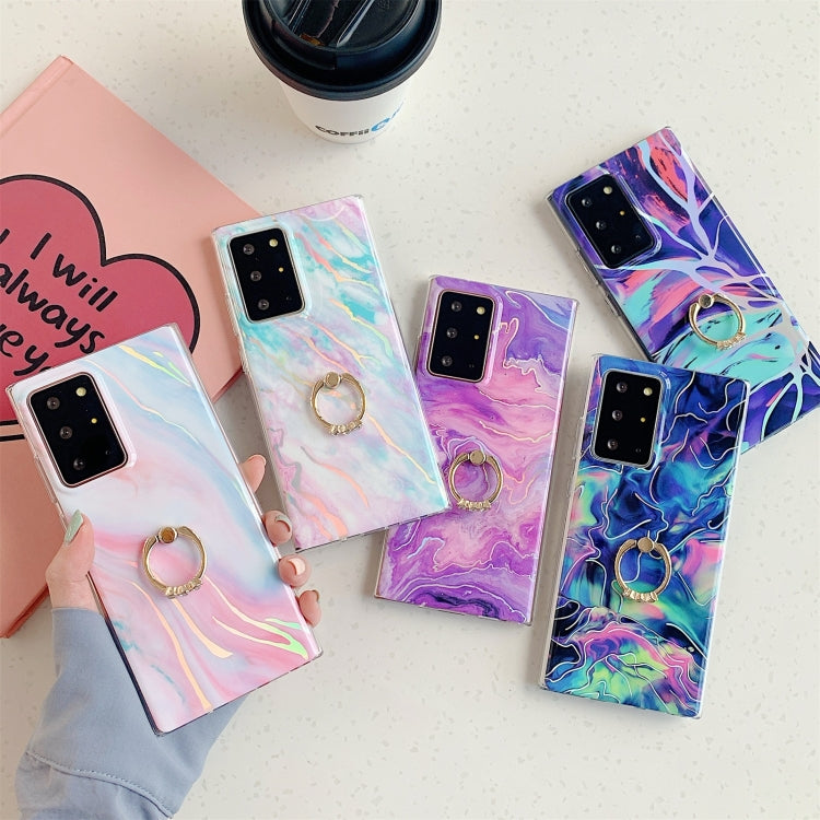 Laser Marble Pattern TPU Protective Case with Ring Holder For Samsung Galaxy S20 FE
