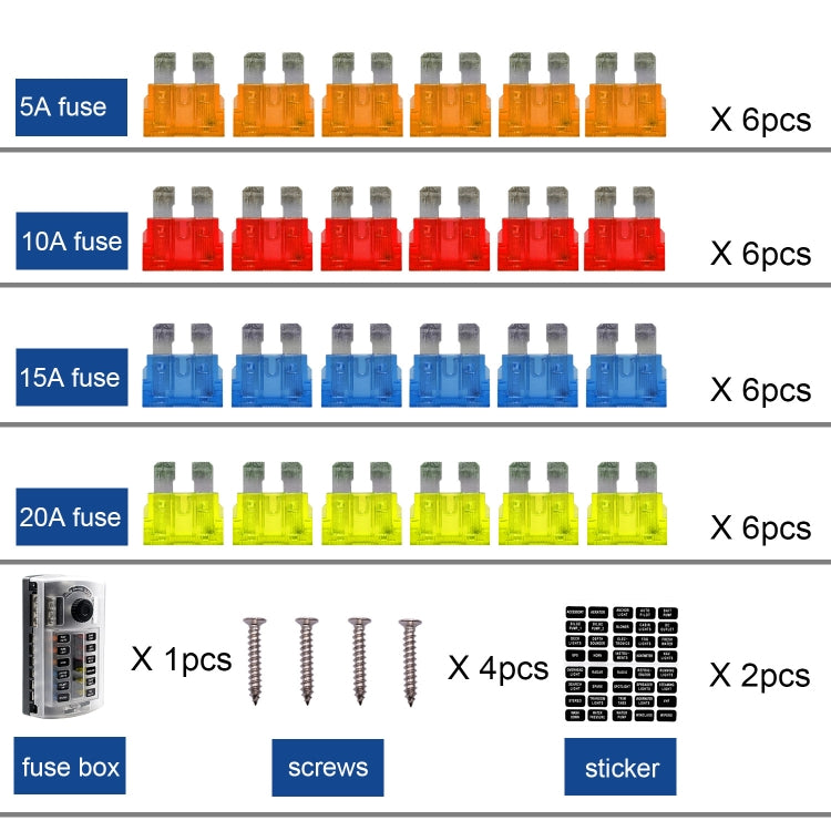 CS-1222A2 High Current Independent Positive and Negative 12-way LED Indicator Plug Fuse Box