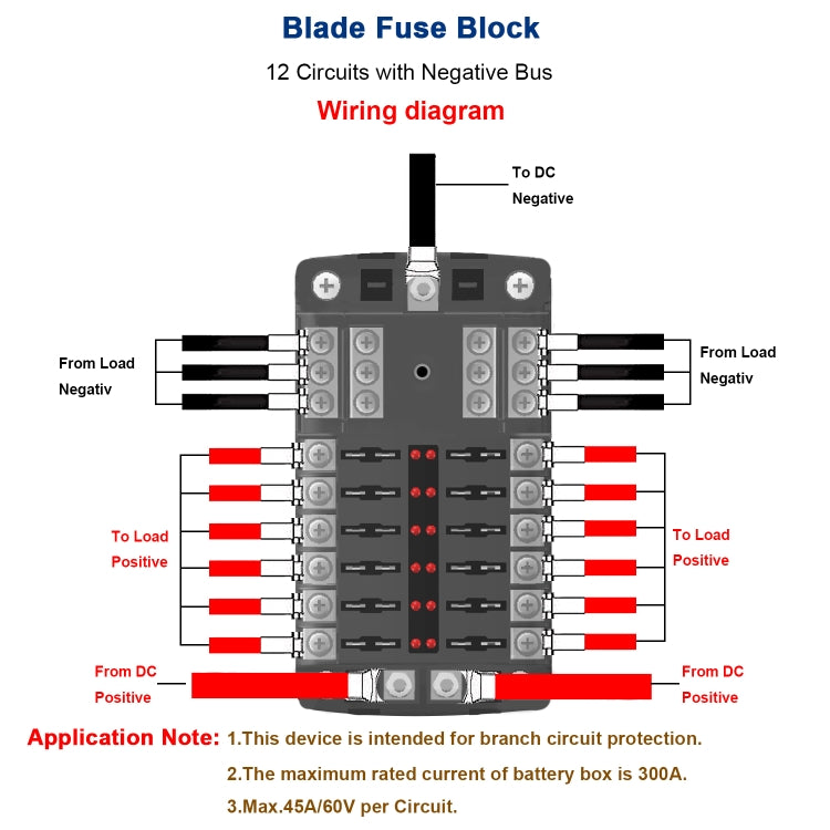 CS-1222A2 High Current Independent Positive and Negative 12-way LED Indicator Plug Fuse Box