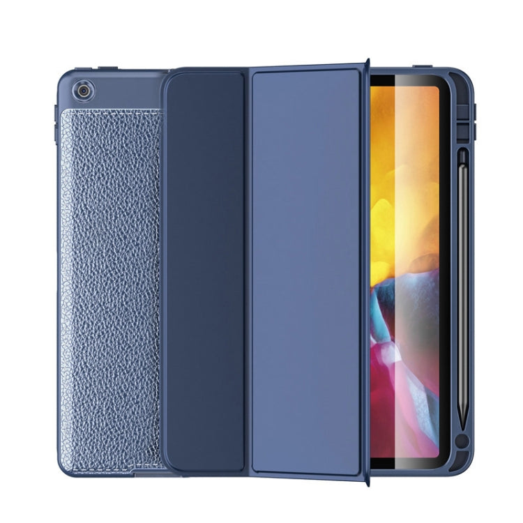 Lychee Peel Texture Horizontal Deformation Flip TPU Leather Case with Three-folding Holder & Sleep / Wake-up Function For iPad Air (2019)