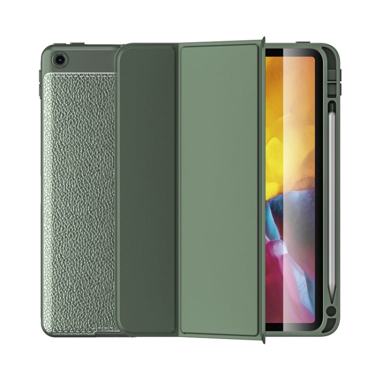 Lychee Peel Texture Horizontal Deformation Flip TPU Leather Case with Three-folding Holder & Sleep / Wake-up Function For iPad Air (2019)