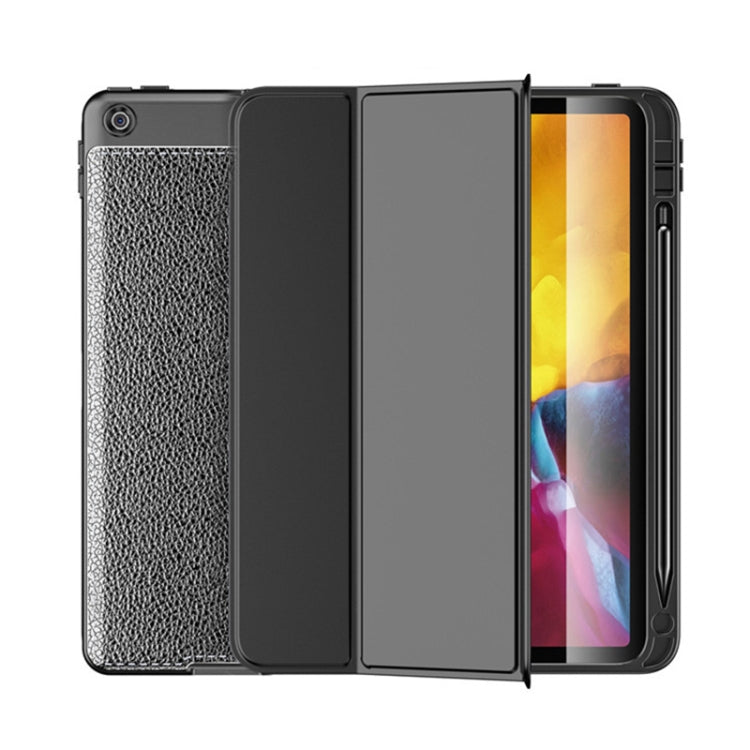 Lychee Peel Texture Horizontal Deformation Flip TPU Leather Case with Three-folding Holder & Sleep / Wake-up Function For iPad 10.2 2021 / 2020 / 2019 (2020)