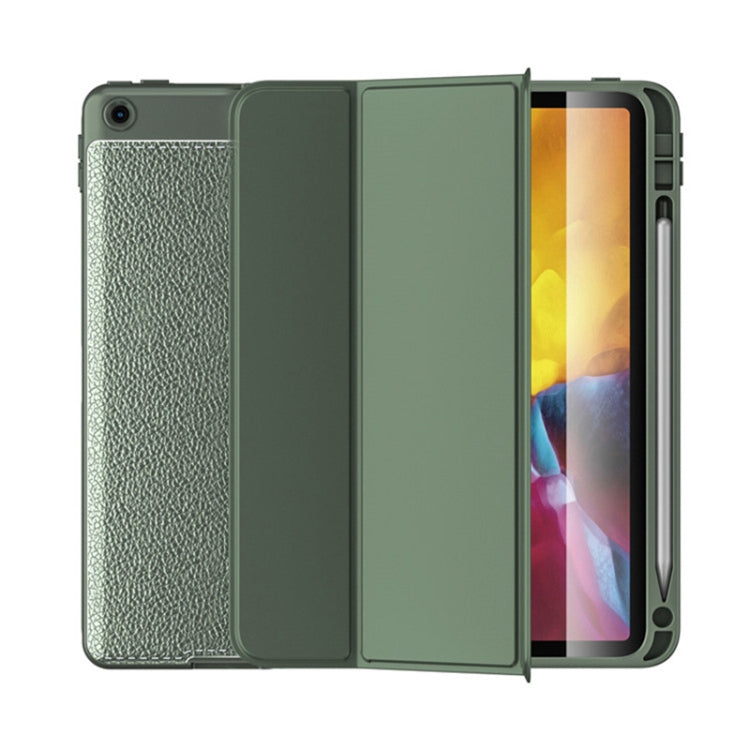 Lychee Peel Texture Horizontal Deformation Flip TPU Leather Case with Three-folding Holder & Sleep / Wake-up Function For iPad 10.2 2021 / 2020 / 2019 (2020)