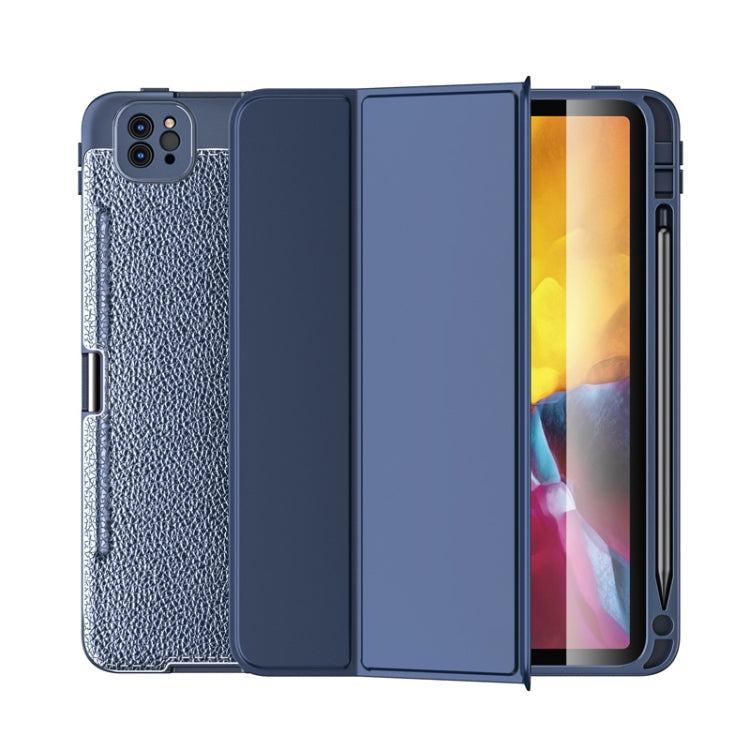 For iPad Pro 11 inch (2020) Lychee Peel Texture Horizontal Deformation Flip TPU Leather Tablet Case with Three-folding Holder & Sleep / Wake-up Function