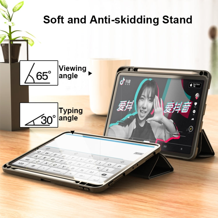 For iPad Pro 12.9 inch Lychee Peel Texture Horizontal Deformation Flip TPU Leather Tablet Case with Three-folding Holder & Sleep / Wake-up Function (2020)