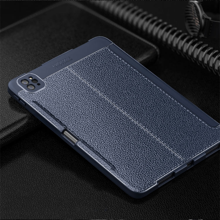 For iPad Pro 12.9 inch Lychee Peel Texture Horizontal Deformation Flip TPU Leather Tablet Case with Three-folding Holder & Sleep / Wake-up Function (2020)