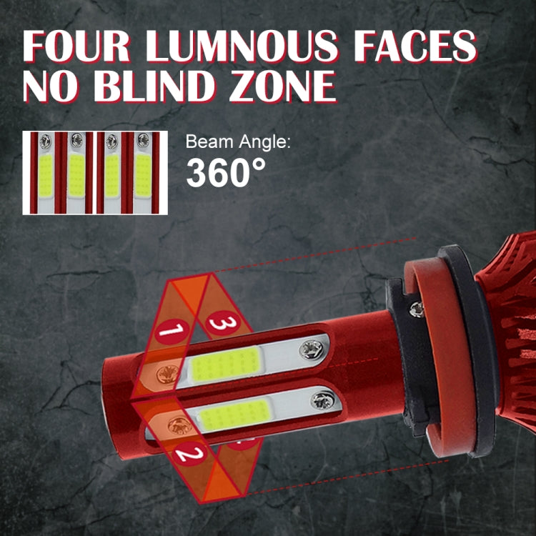 V4 H8 / H9 / H11 2 PCS DC9-36V 22W 2500LM