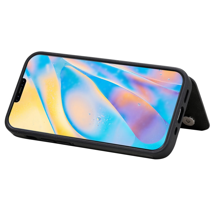 For iPhone 12 mini Shockproof Calf Texture Protective Case with Holder & Card Slots & Frame