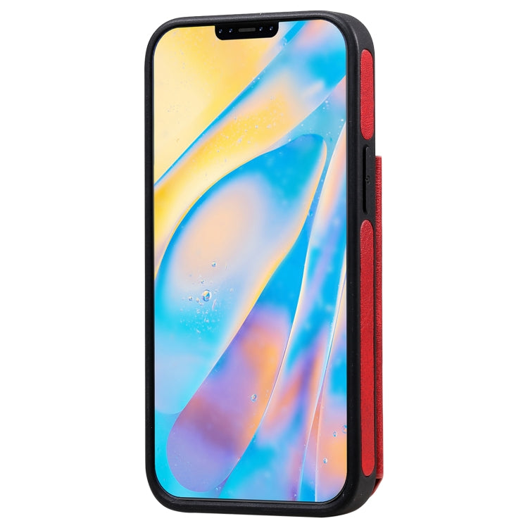 For iPhone 12 mini Shockproof Calf Texture Protective Case with Holder & Card Slots & Frame