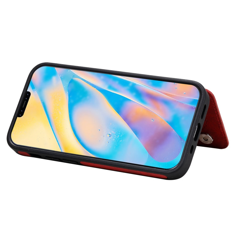 For iPhone 12 mini Shockproof Calf Texture Protective Case with Holder & Card Slots & Frame