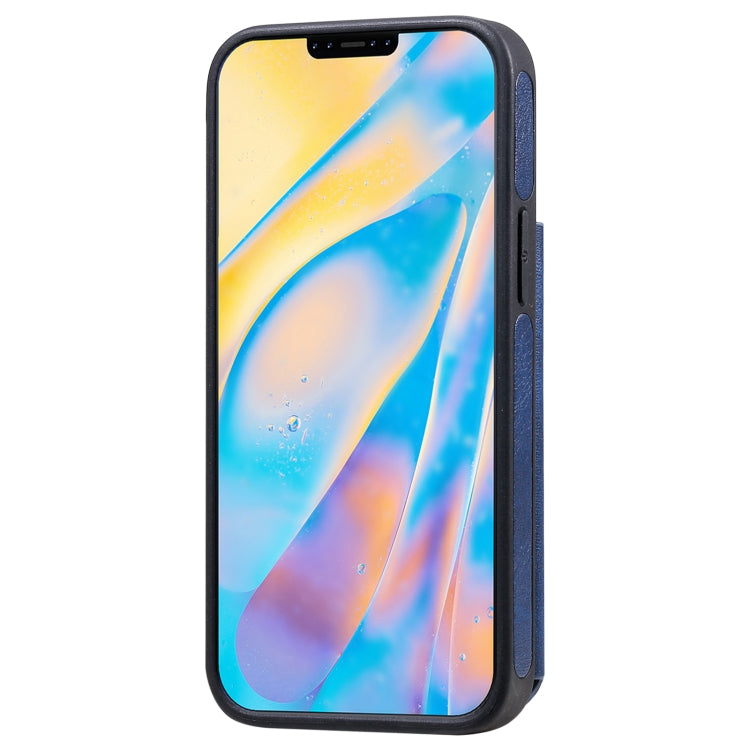 For iPhone 12 mini Shockproof Calf Texture Protective Case with Holder & Card Slots & Frame