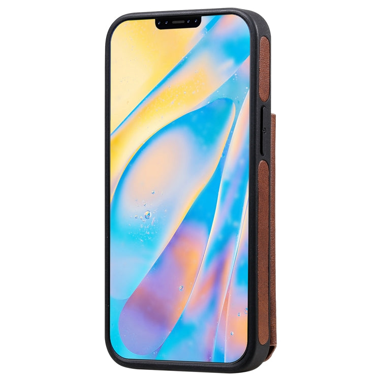For iPhone 12 mini Shockproof Calf Texture Protective Case with Holder & Card Slots & Frame