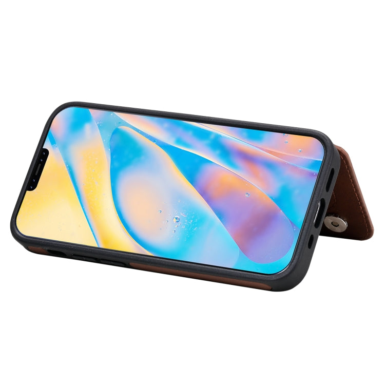For iPhone 12 mini Shockproof Calf Texture Protective Case with Holder & Card Slots & Frame