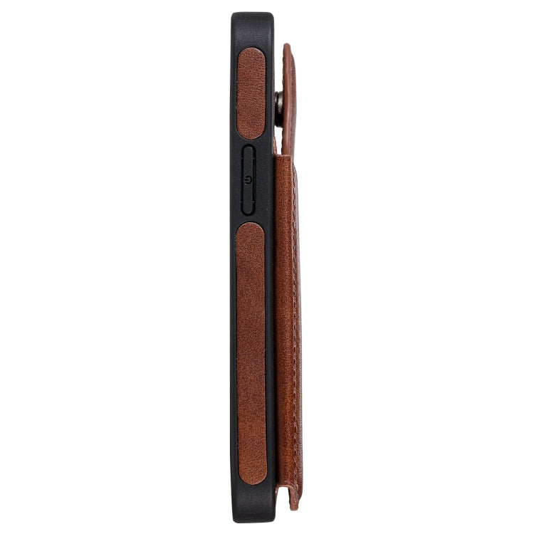 For iPhone 12 mini Shockproof Calf Texture Protective Case with Holder & Card Slots & Frame