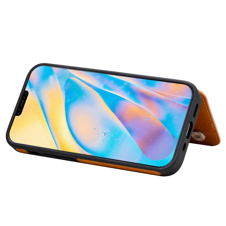 For iPhone 12 mini Shockproof Calf Texture Protective Case with Holder & Card Slots & Frame
