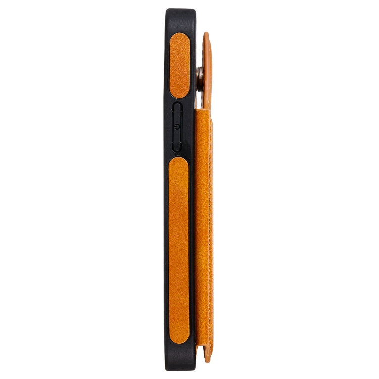For iPhone 12 mini Shockproof Calf Texture Protective Case with Holder & Card Slots & Frame