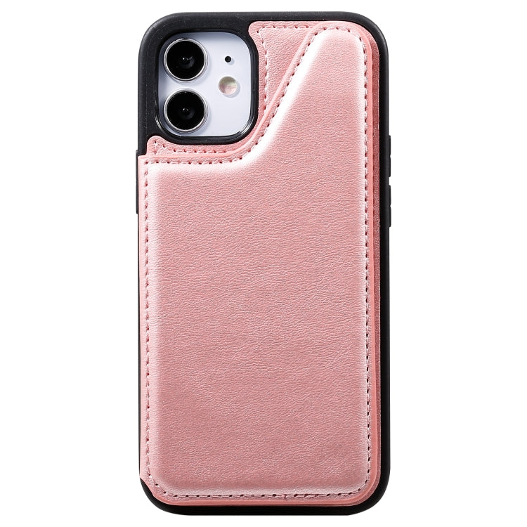 For iPhone 12 mini Shockproof Calf Texture Protective Case with Holder & Card Slots & Frame