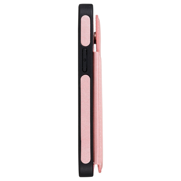 For iPhone 12 mini Shockproof Calf Texture Protective Case with Holder & Card Slots & Frame