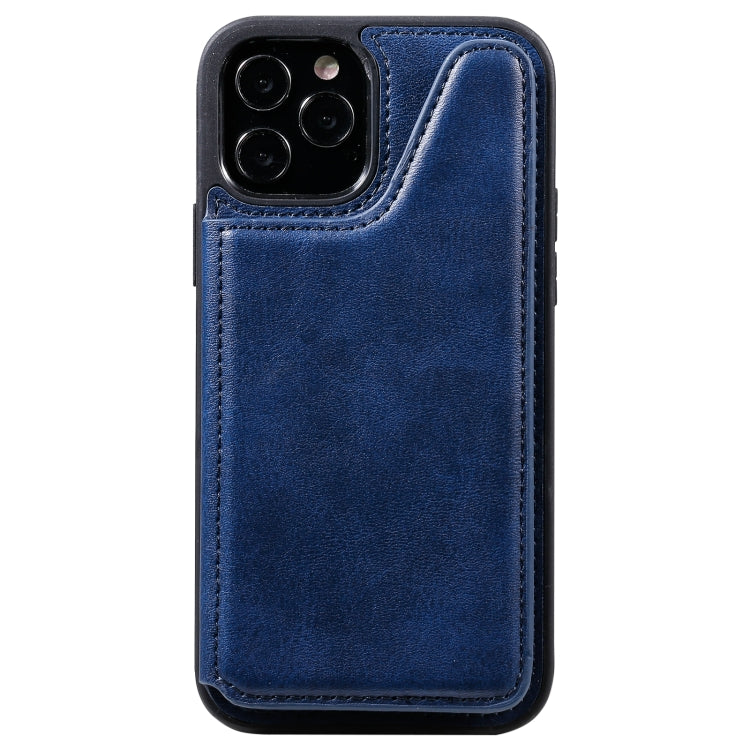 For iPhone 12 / 12 Pro Shockproof Calf Texture Protective Case with Holder & Card Slots & Frame