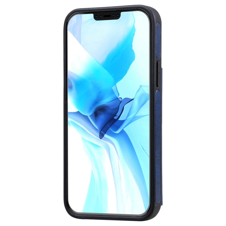 For iPhone 12 / 12 Pro Shockproof Calf Texture Protective Case with Holder & Card Slots & Frame
