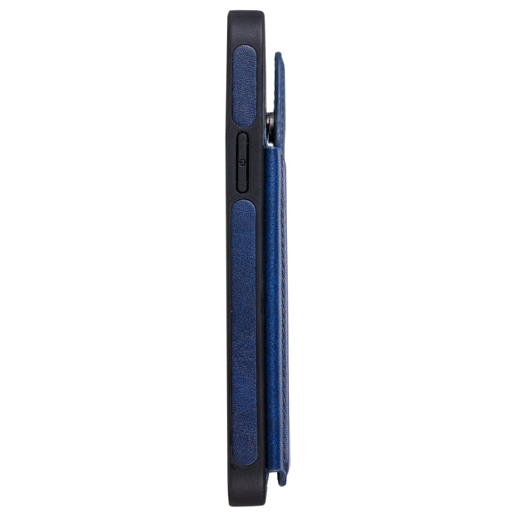 For iPhone 12 / 12 Pro Shockproof Calf Texture Protective Case with Holder & Card Slots & Frame