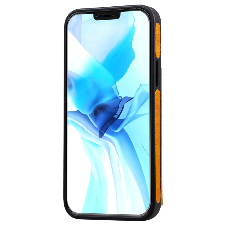 For iPhone 12 / 12 Pro Shockproof Calf Texture Protective Case with Holder & Card Slots & Frame