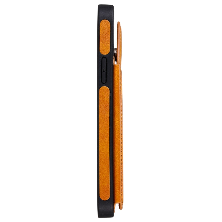 For iPhone 12 / 12 Pro Shockproof Calf Texture Protective Case with Holder & Card Slots & Frame