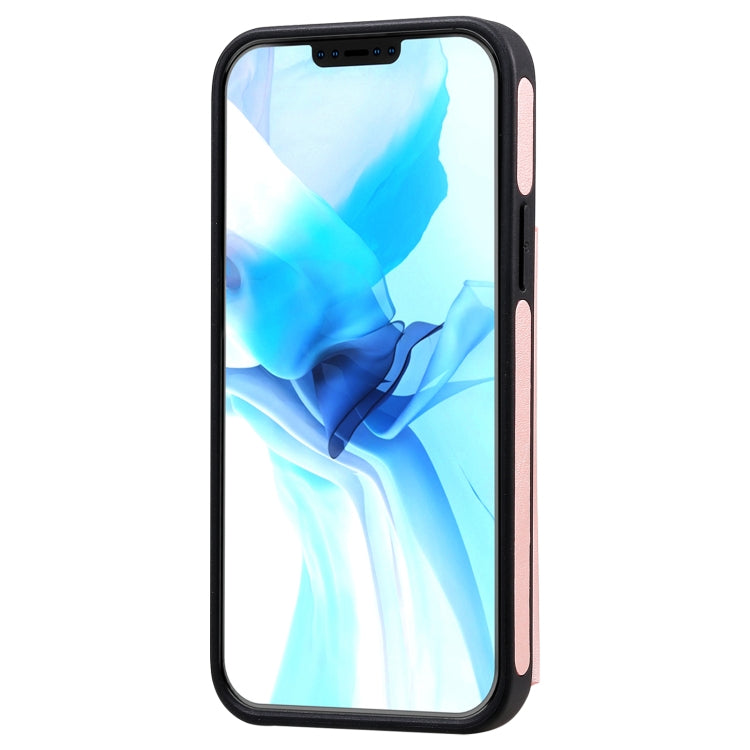 For iPhone 12 / 12 Pro Shockproof Calf Texture Protective Case with Holder & Card Slots & Frame