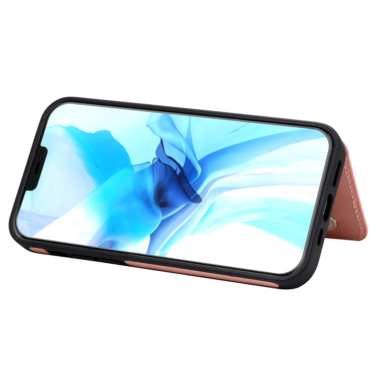 For iPhone 12 / 12 Pro Shockproof Calf Texture Protective Case with Holder & Card Slots & Frame