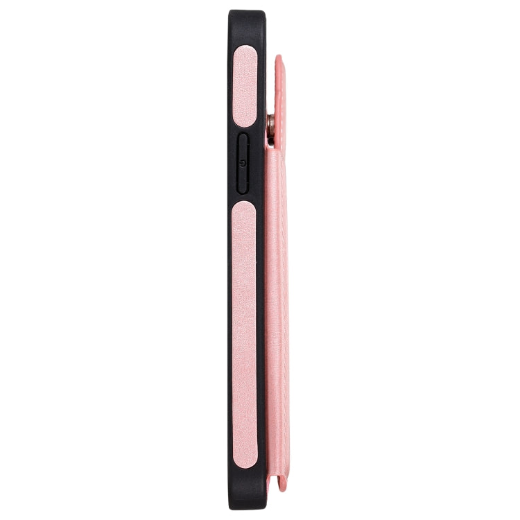 For iPhone 12 / 12 Pro Shockproof Calf Texture Protective Case with Holder & Card Slots & Frame