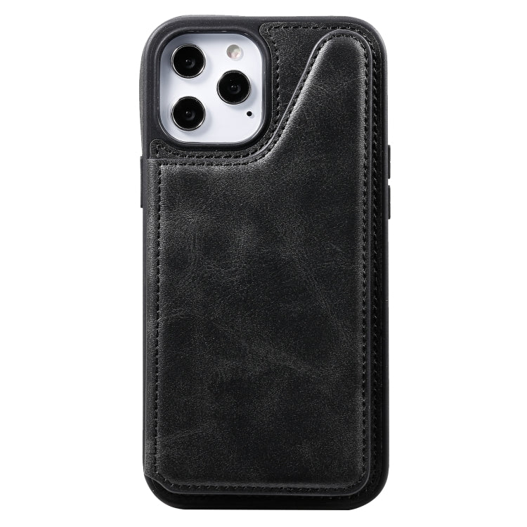 For iPhone 12 Pro Max Shockproof Calf Texture Protective Case with Holder & Card Slots & Frame